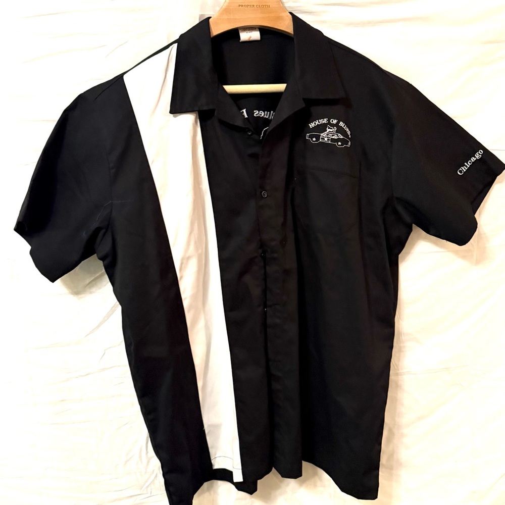 House Of Blues Chicago Blues Brothers Elwood Mens 2XL Black Bowling Shirt